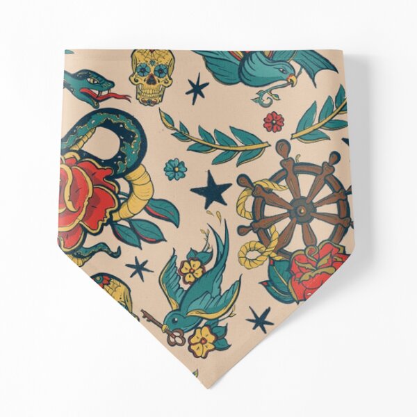 Punk Tattoo Pattern Design and Illustration Pet Bandana