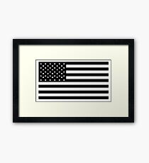 American Flag, STARS & STRIPES, USA, America, Black on white Framed Print