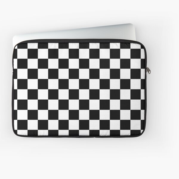 Checkered Flag. Chequered Flag. Motor Sport. Checkerboard. Pattern. WIN. WINNER.  Racing Cars. Race. Finish line. BLACK. Laptop Sleeve