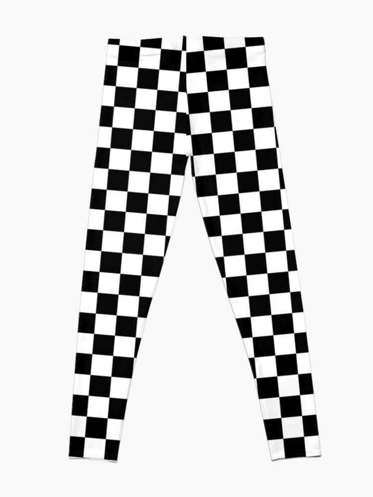 Alternate view of Checkered Flag. Chequered Flag. Motor Sport. Checkerboard. Pattern. WIN. WINNER.  Racing Cars. Race. Finish line. BLACK. Leggings