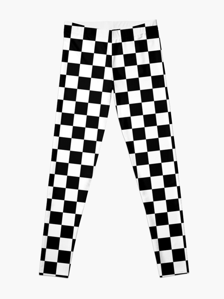 Alternate view of Checkered Flag. Chequered Flag. Motor Sport. Checkerboard. Pattern. WIN. WINNER.  Racing Cars. Race. Finish line. BLACK. Leggings