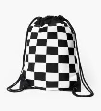 Checkered Flag, Chequered Flag, Motor Sport, Checkerboard, Pattern, WIN, WINNER, Racing Cars, Race, Finish line, BLACK Drawstring Bag