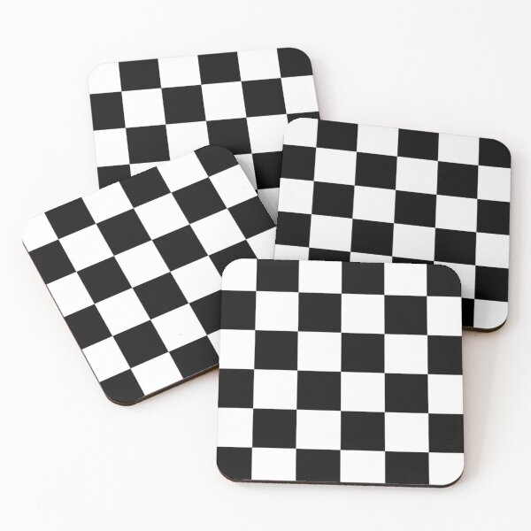 Checkered Flag. Chequered Flag. Motor Sport. Checkerboard. Pattern. WIN. WINNER. Racing Cars. Race. Finish line. BLACK. Coasters (Set of 4)