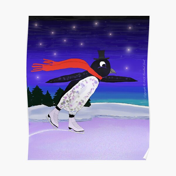 Skating Penguin Poster
