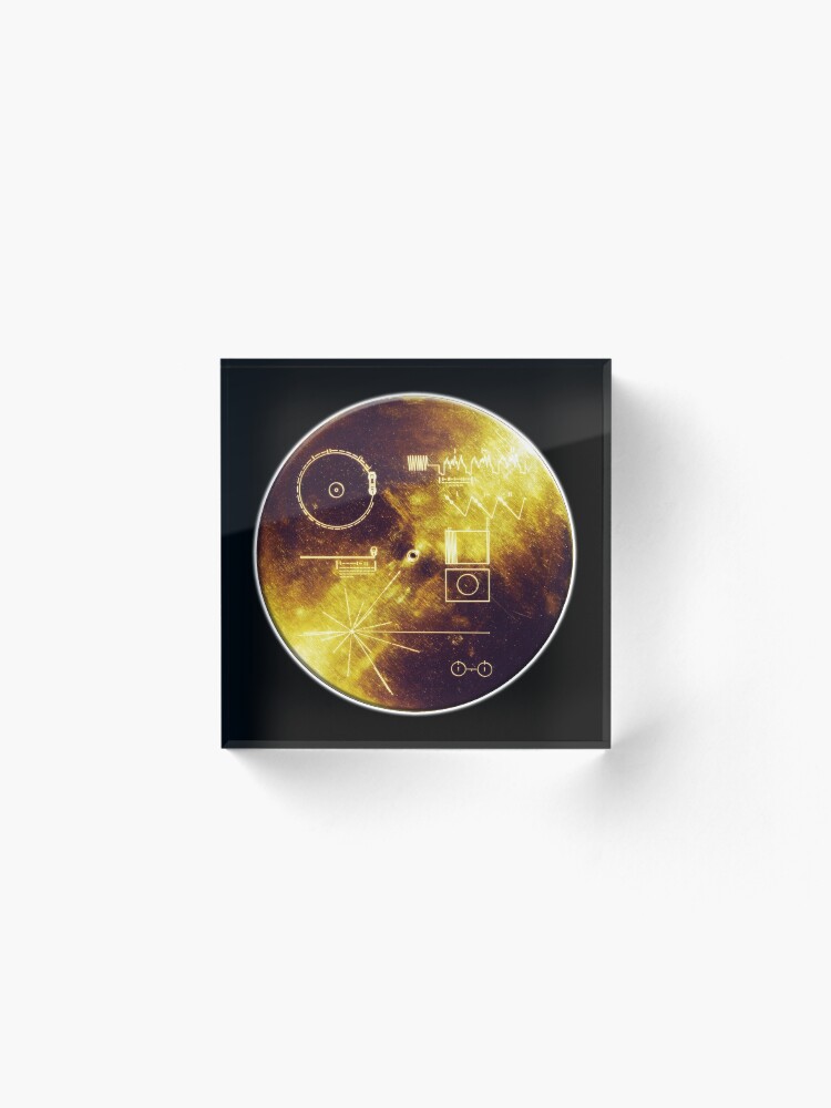 Alternate view of VOYAGER. Space, Golden Record, Spacecraft, Message to Aliens. Acrylic Block