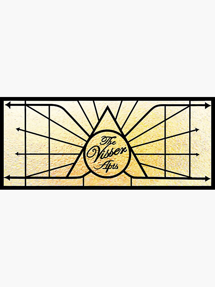 "The Visser Apartments Front Door Signage " Sticker by DerekGord10755
