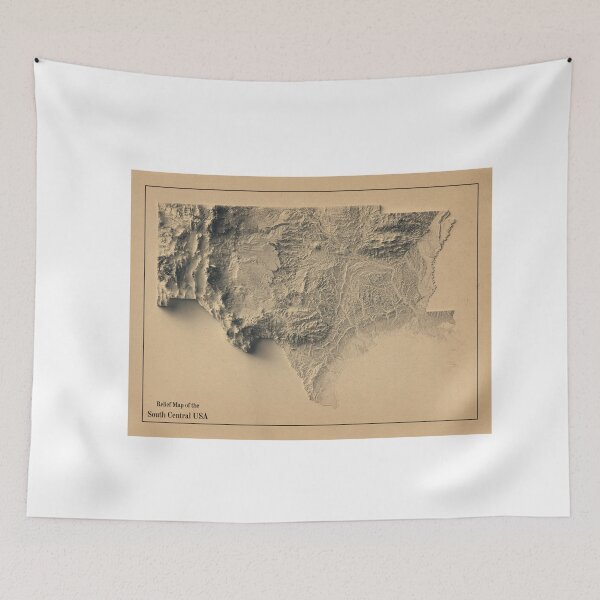 Item preview, South Central USA (New Mexico, Texas, Oklahoma, Arkansas and Louisiana) Relief Map 3D digitally-rendered designed and sold by ThinkAboutMaps.