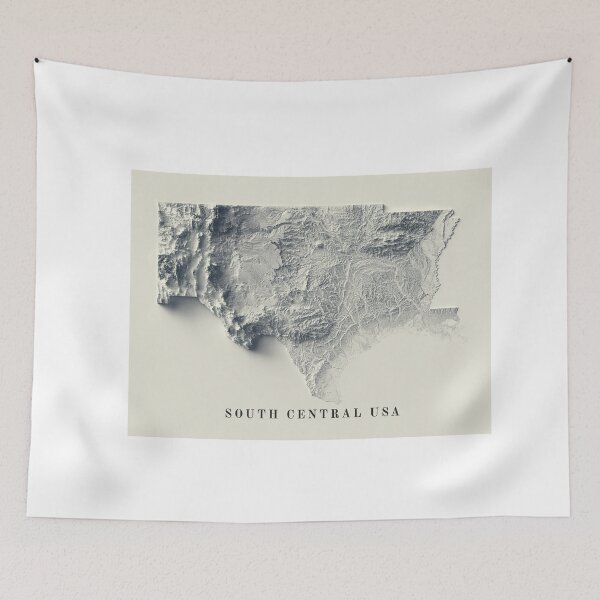 Item preview, South Central USA (New Mexico, Texas, Oklahoma, Arkansas and Louisiana) Relief Map 3D digitally-rendered designed and sold by ThinkAboutMaps.