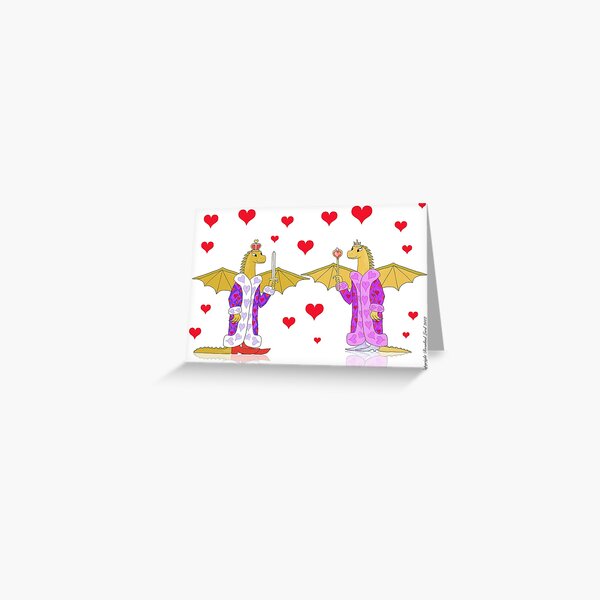 Dragon King and Queen of Hearts Greeting Card