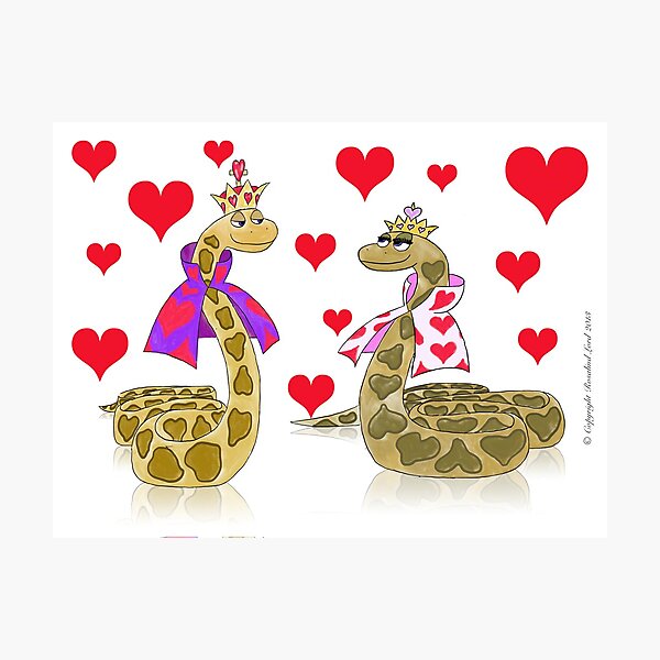 Snake King and Queen of Hearts Photographic Print