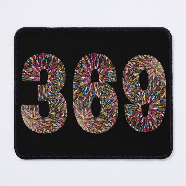 Item preview, Tesla magic manifesting numbers in multicolored brush strokes designed and sold by Mary Egan.
