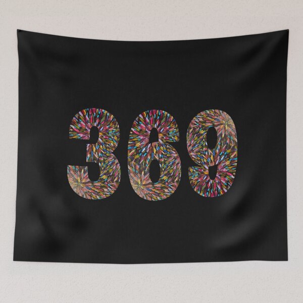 Item preview, Tesla magic manifesting numbers in multicolored brush strokes designed and sold by Mary Egan.