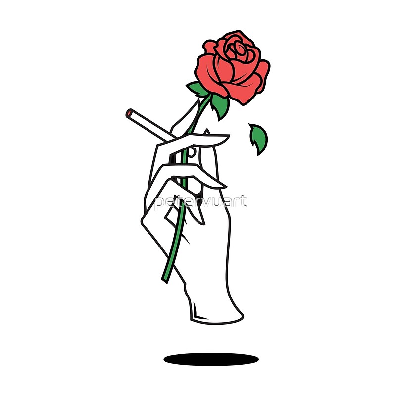 quot hand holding cigarette and rose quot art prints by petervuart red christmas pillows
