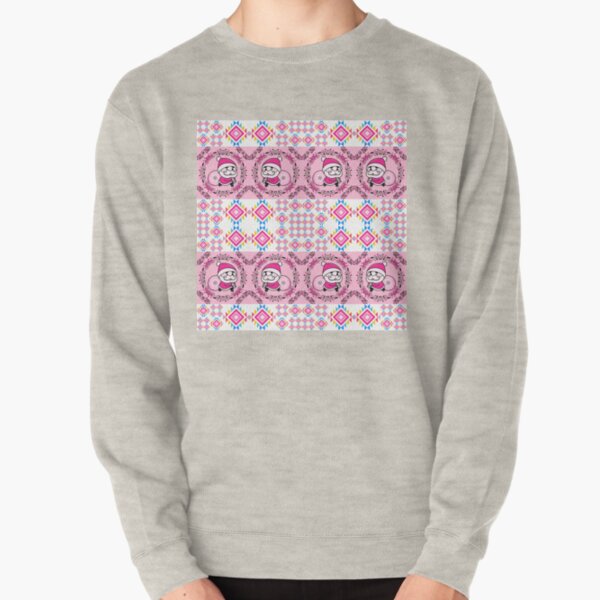 The Happy Santa in Seamless Pink Square Love Theme Pullover Sweatshirt