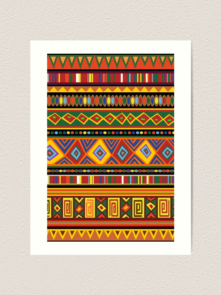 Thumbnail 1 of 3, Art Print, Africa Ethnic Colorful Pattern Design designed and sold by BluedarkArt.
