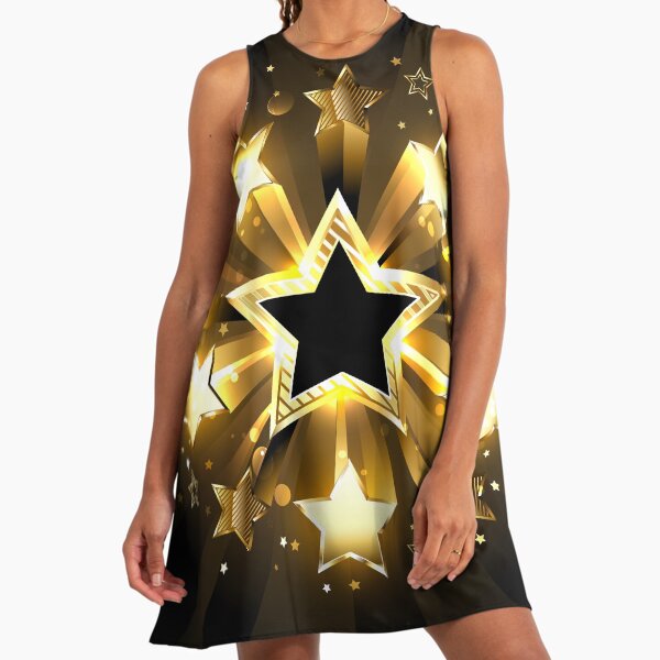 black and gold star dress Star Pattern Dress For Girls