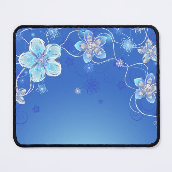 Item preview, Blue background with silver flowers designed and sold by Blackmoon9.