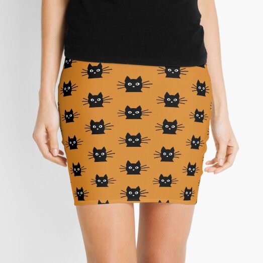 Black Cat Face Mini Skirt