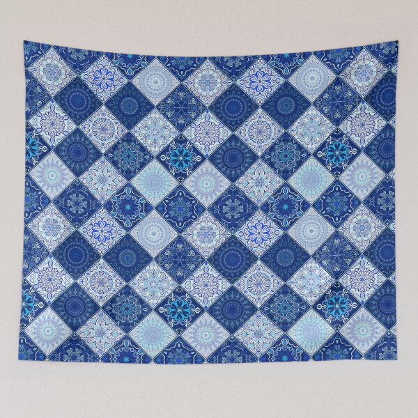 Item preview, Blue Tile Background Mandala Pattern designed and sold by amovitania.