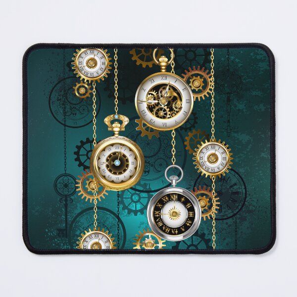 Item preview, Steampunk Watch with Chains on Green Background designed and sold by Blackmoon9.
