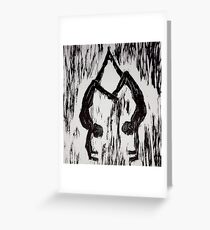 Yoga Couple 2 - Woodcut Greeting Card