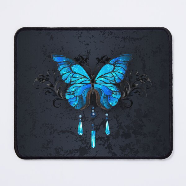 Item preview, Blue Morpho Butterfly on Black Background designed and sold by Blackmoon9.