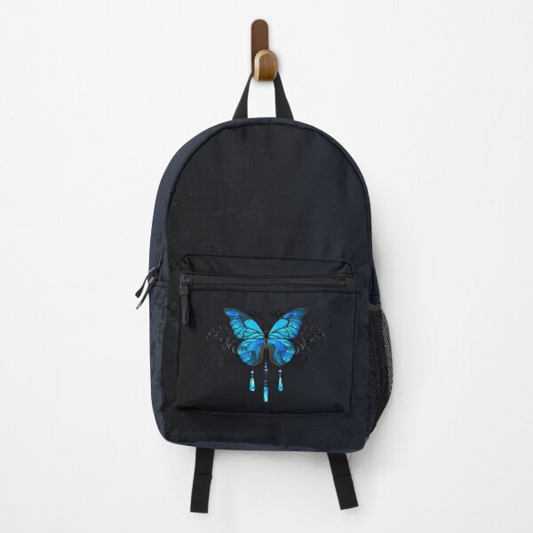 Item preview, Blue Morpho Butterfly on Black Background designed and sold by Blackmoon9.