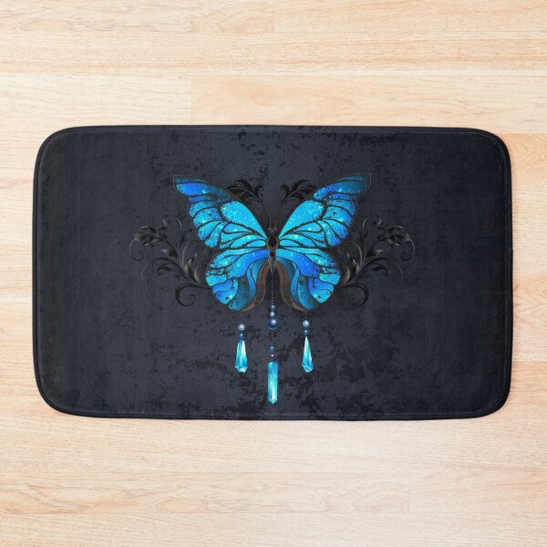 Item preview, Blue Morpho Butterfly on Black Background designed and sold by Blackmoon9.