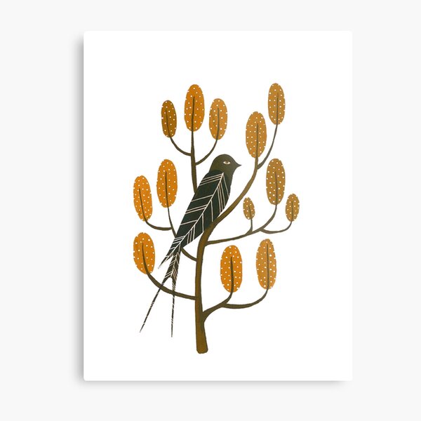 Swallow in golden brown Metal Print