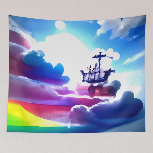 Artikelvorschau, Den Regenbogen segeln, AI Art entworfen und verkauft von TwoMilesBlue.