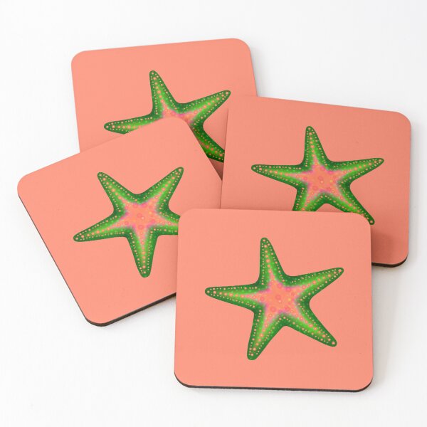 Item preview, Brightly Coloured Coral & Green Starfish designed and sold by PawsitiveMum.