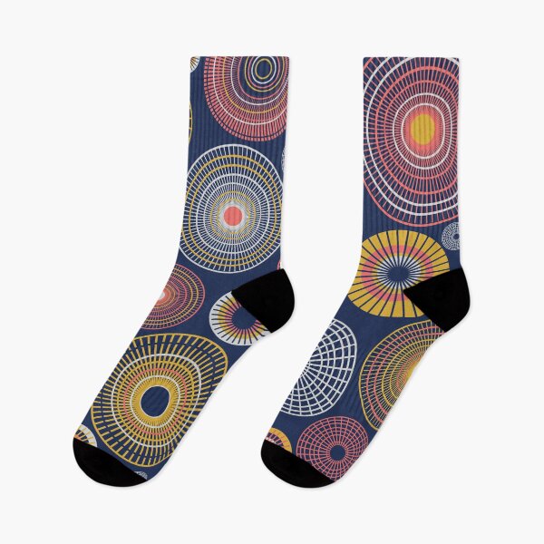 Item preview, Colorful circles on dark blue seamless pattern designed and sold by colorofmagic.
