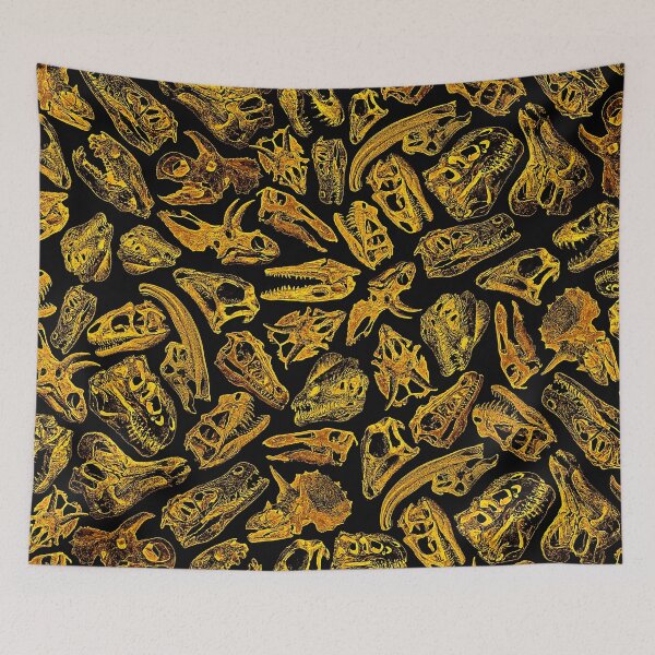 Item preview, Paleontology Dream III Dinosaur Skulls Pattern GOLD designed and sold by GrandeDuc.
