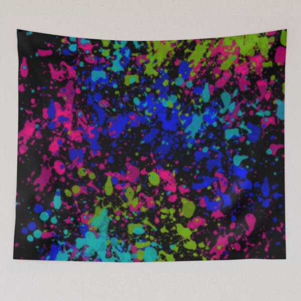 Item preview, Splashes of Color Abstract Art Print - Thrown Paint on Black Canvas designed and sold by ckylin.