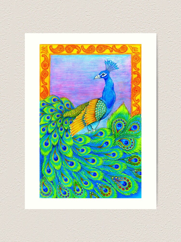 Alternate view of Paisley Peacock - Pastels Art Print