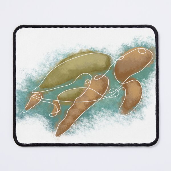 Item preview, sea tutle swimming, minimalistic linework and paint spots on white background designed and sold by studioMoSa.