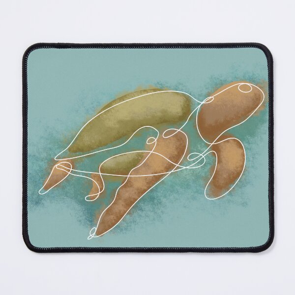 Item preview, sea tutle swimming, minimalistic linework and paint spots designed and sold by studioMoSa.