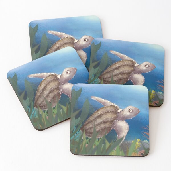 Item preview, sea tutle with little fish friend illustration designed and sold by studioMoSa.