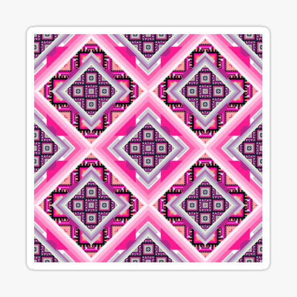 Pink and Violet Square Dimension in Seamless Pattern Sticker