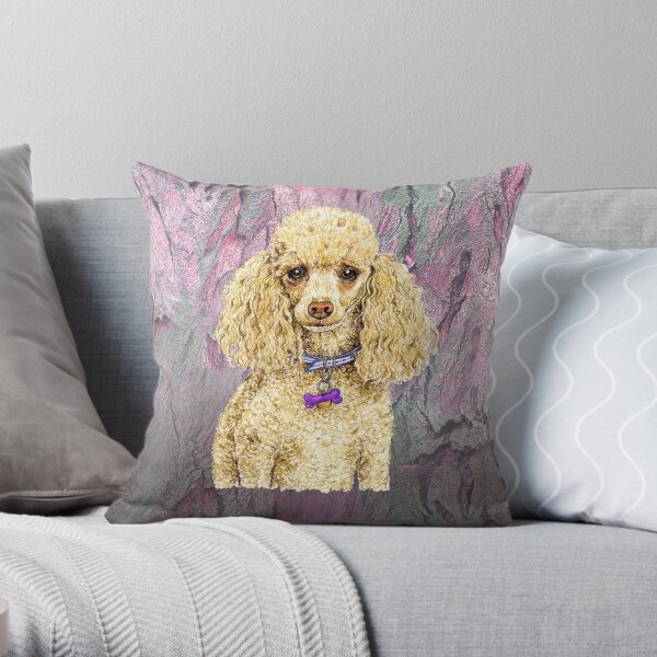 Poodle on Paperbark to love Throw Pillow