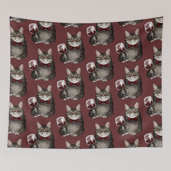 Item preview, Wine Cat Grey Tabby designed and sold by BasilFox.