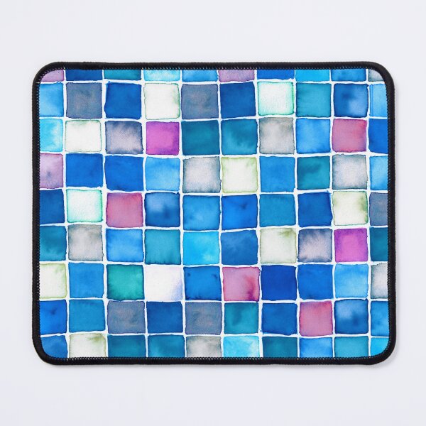 Item preview, Blue and Turquoise Sea Dream Watercolour Mosaic Squares designed and sold by DilatorySloth.
