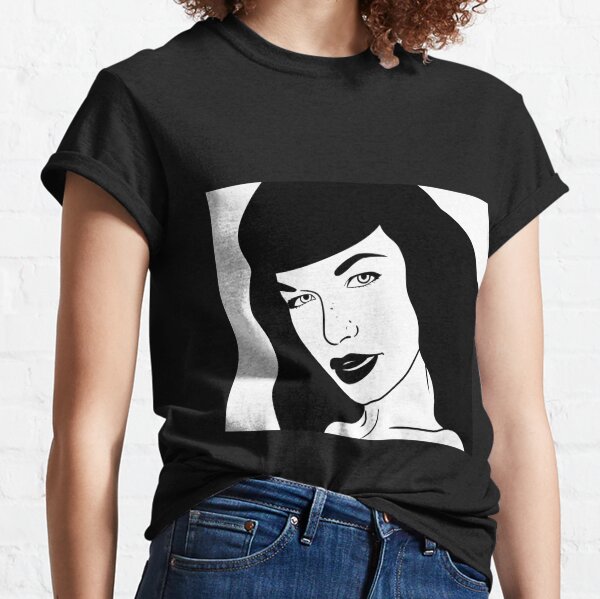 Bettie Page the Queen of Pin ups T-Shirt by Franchi Torres - Pixels Merch