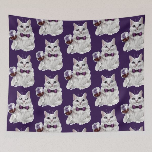 Item preview, Wine Cat White Angora designed and sold by BasilFox.