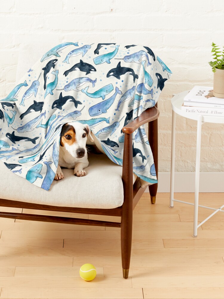 Alternate view of Whales, Orcas & Narwhals Pet Blanket