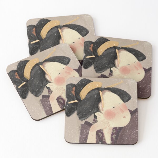 Item preview, Japanese Classic Painting Ukiyo E Geisha with black cat designed and sold by lisasaputra.