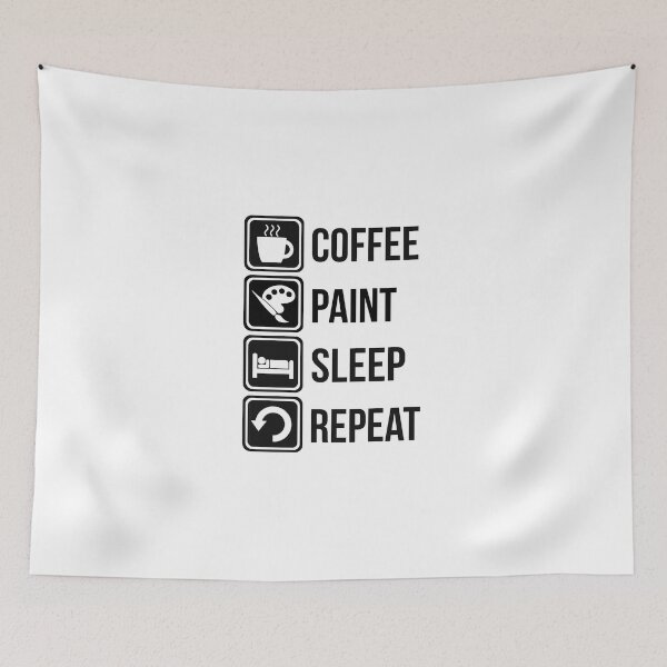 Item preview, Funny Coffee Painting Sleep Repeat  designed and sold by BeyondEvolved.