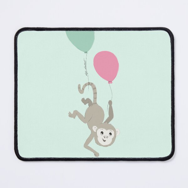 Item preview, little monkey flying away with balloons - baby illustration designed and sold by studioMoSa.