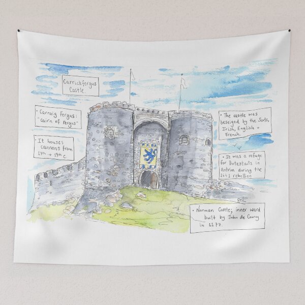 Item preview, Carrickfergus Castle illustration Northern Ireland  designed and sold by DebTheZeb.