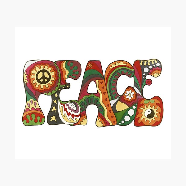 Vintage Psychedelic Peace Photographic Print